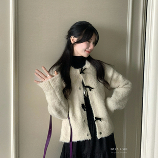 S7891 含60羊毛 米米设计结韩系宽松软糯圆领百搭甜美开衫 毛衣