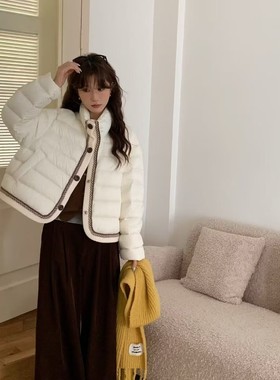 米米新时尚百搭立领单排扣保暖羽绒服外套Y202