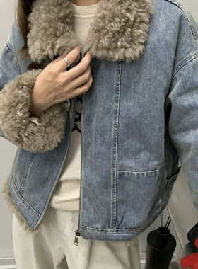 米米牛仔拼羊羔毛羽绒服(含50白鸭绒)45B66160