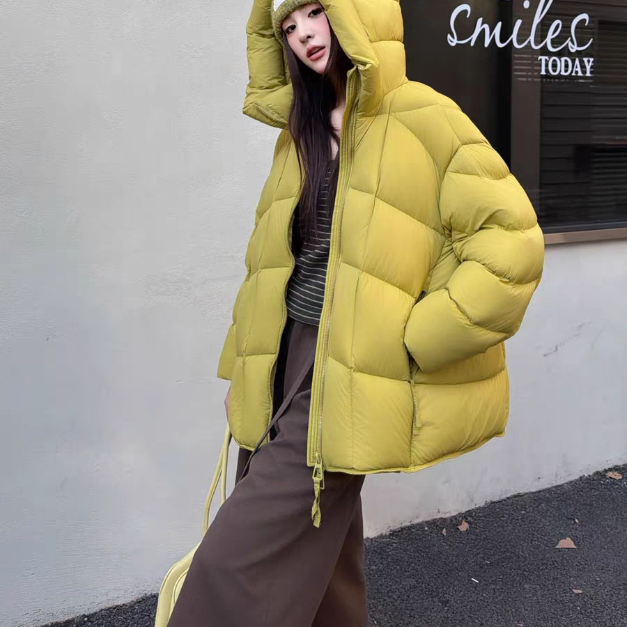 米米臀长度刚刚好超轻云朵泡芙连帽龟背廓形保暖羽绒服外套22711