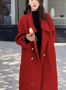 米米典四扣本命年超好看红色基础百搭羊毛外套（含100羊毛）8-n28
