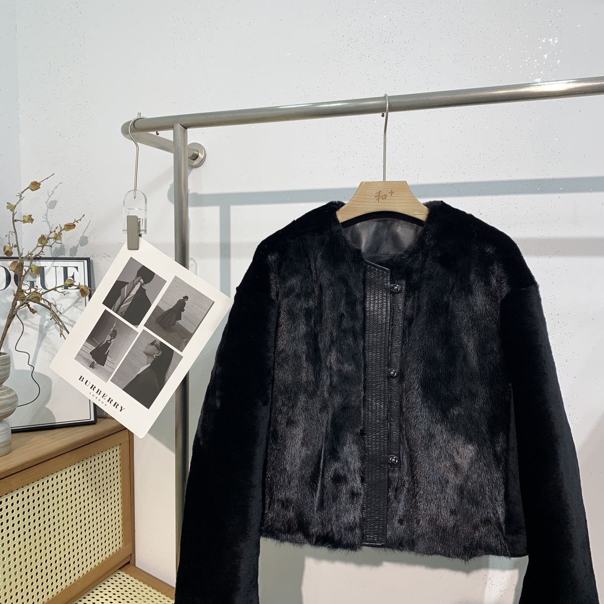 和+-复古真水貂毛拼接保暖皮毛一体外套（含100水貂毛）K米米9520