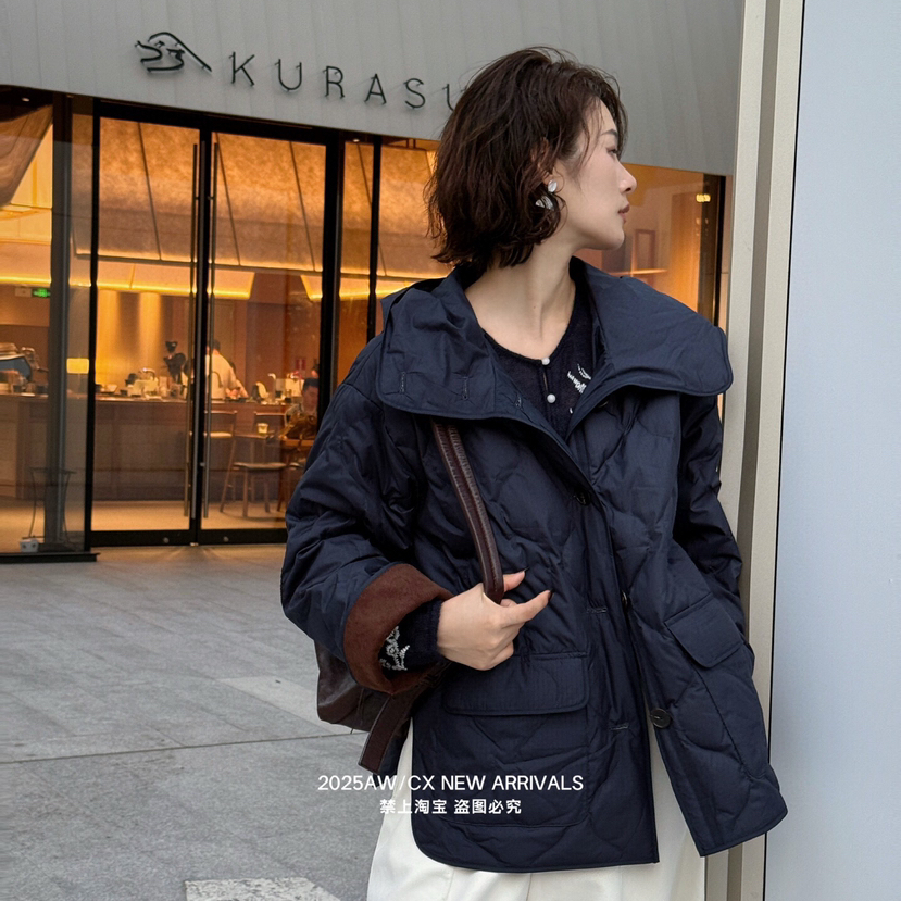 米米设计-冬上新复古风绗缝宽松保暖羽绒服外套P25AWAYR2016