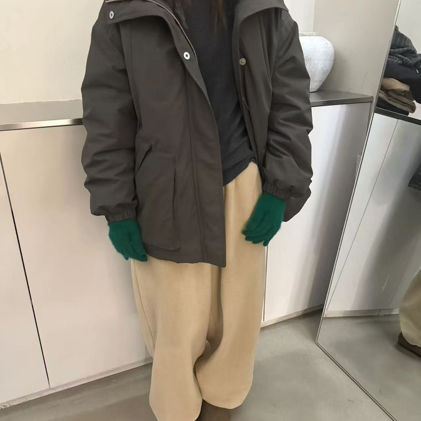 米米店冬上新简约工装风毛绒翻领中长保暖羽绒服外套YS2-P189