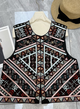 米米26年早春100桑蚕丝香云纱重工满绣马甲YS2-zl-62671