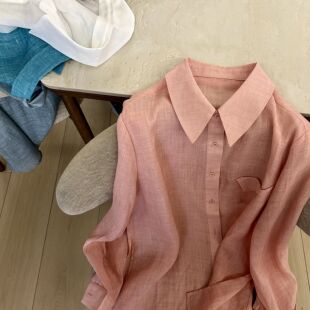 米米店七.一一专业衬衣单排扣设计感时尚 26021 百搭休闲显瘦衬衫