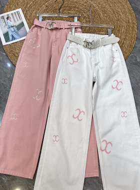 W+-26年早春新款刺绣直筒牛仔裤(配腰带)5007