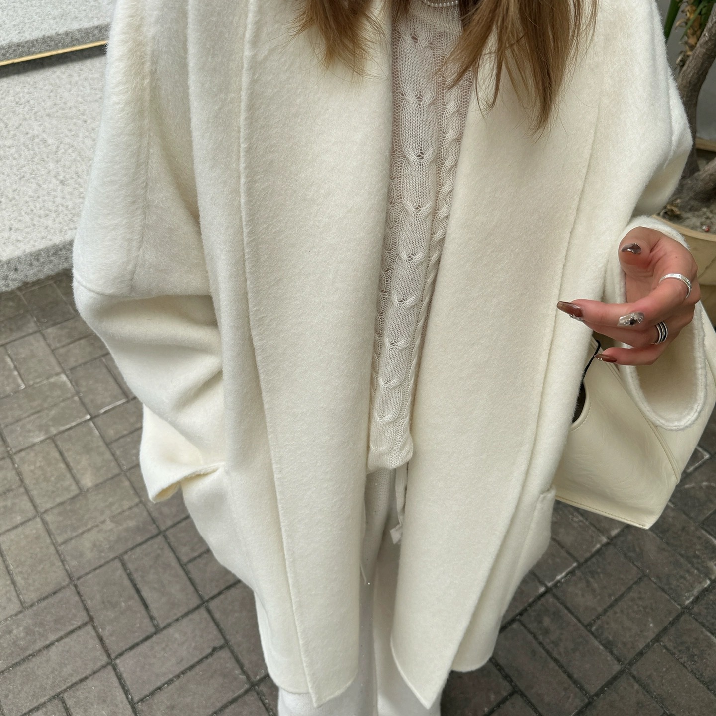 米米店质双面羊毛大衣宽松时尚加厚羊毛外套（含70澳毛）25091081