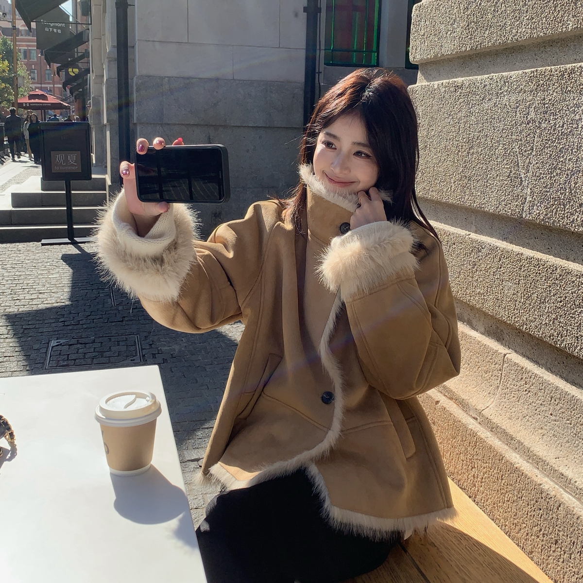 米米水貂毛皮毛可立领气质大牌款皮毛一体外套皮毛一体p258093