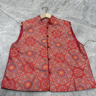 米米小众设计早春上新宝相花热卖织锦提花马甲马甲A9797