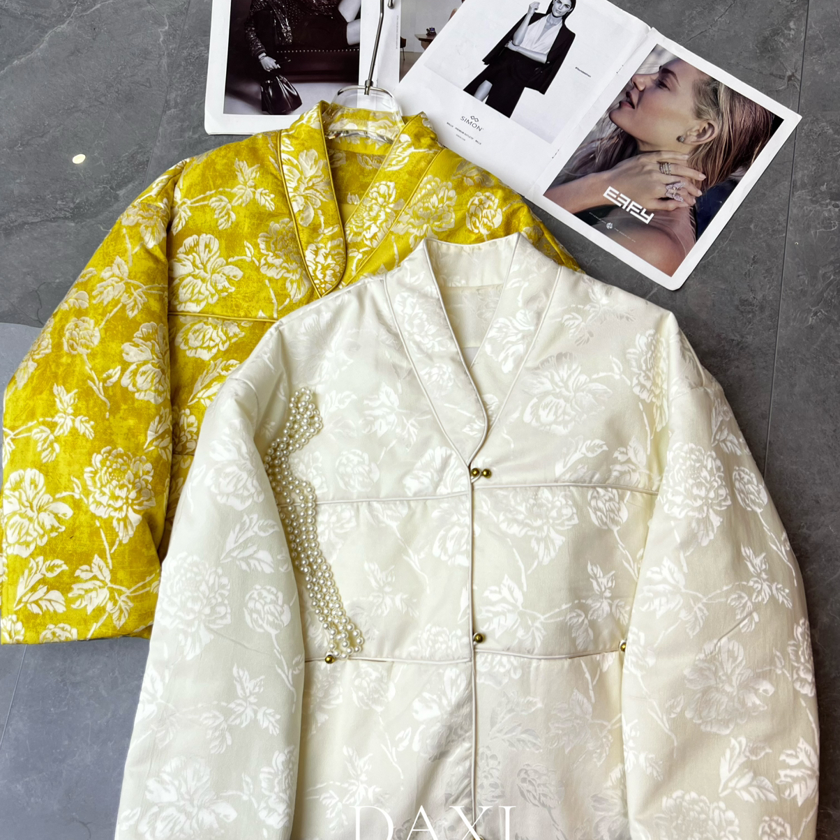 米米冬上新线下爆款织金烂花苞夹棉外套棉服2568212