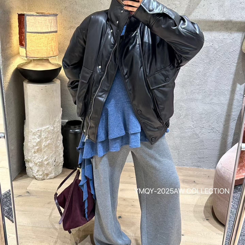 米米冬上新复古风立领宽松短款保暖羽绒服外套Q99329