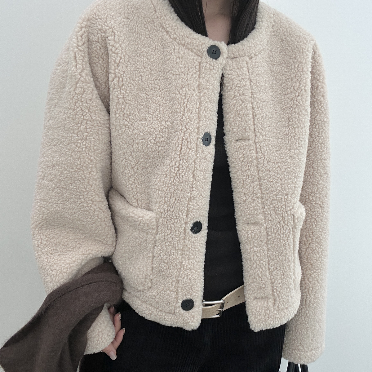 VIBRA米米皮毛一体奢华质感双面穿短款外套皮毛一体325211