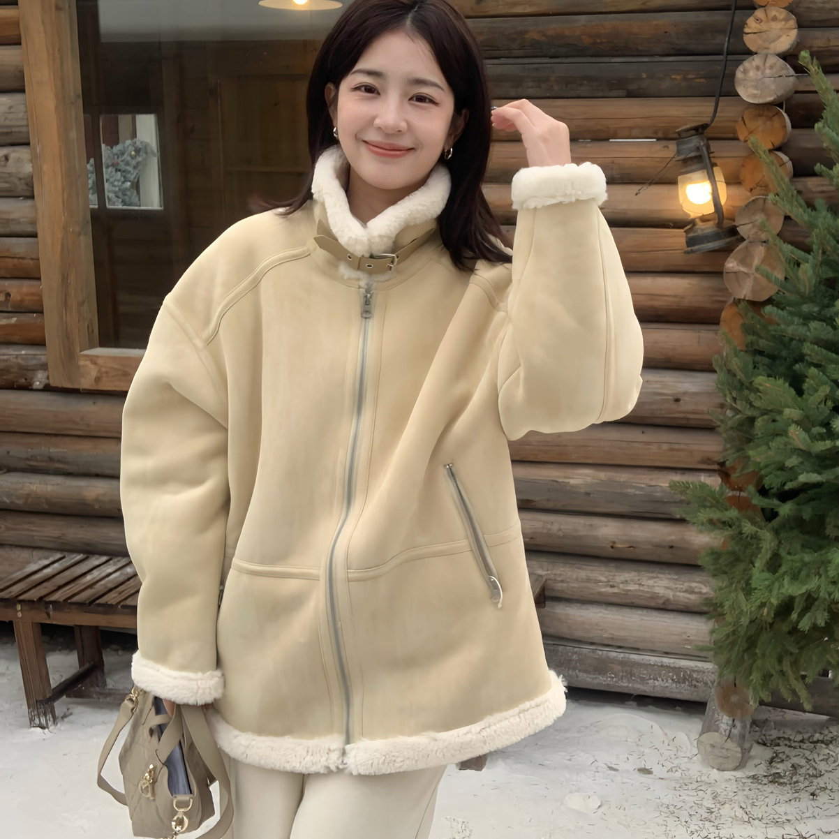 米米皮毛一体韩女冬季保暖加厚飒飒风皮毛一体皮毛一体P258070