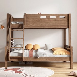 全实木子母床上下床铺双层床高低床橡木两层木床美式大人儿童床