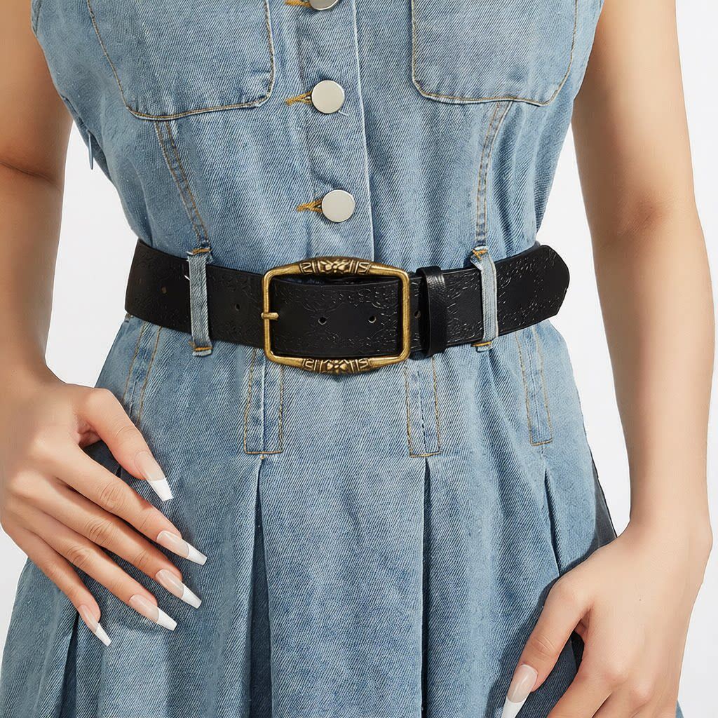 美式皮带男士腰带y2k女2026新款年轻人辣妹配裙子高档潮复古棕色