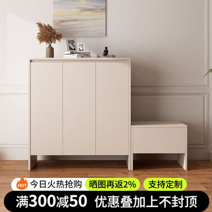 鞋柜入户家用门口鞋柜靠墙玄关现代简约鞋柜带换鞋凳一体定制