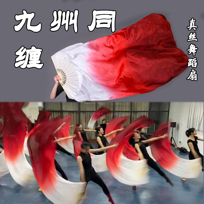 扇舞美真丝舞蹈扇生命的河长绸扇
