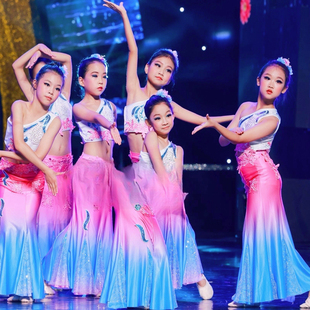 傣乡的雨舞蹈服傣家的女儿演出服新款傣族表演服女孩孔雀舞鱼尾裙