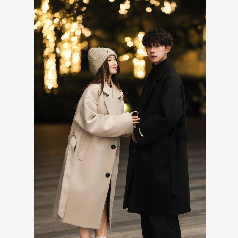 冬季新款顺毛呢子大衣男长款过膝韩版宽松帅气毛呢外套男英伦风衣,男装,毛呢大衣,淘宝优惠券,粉丝福利购,淘宝优惠卷