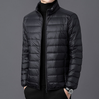轻薄丝棉棉衣男士2024秋冬新款正品大码超轻立领连帽短款棉服外套