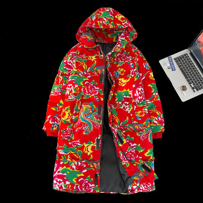 农村东北大花棉袄军冬大衣男款新中式国风保暖长款棉服外套成人