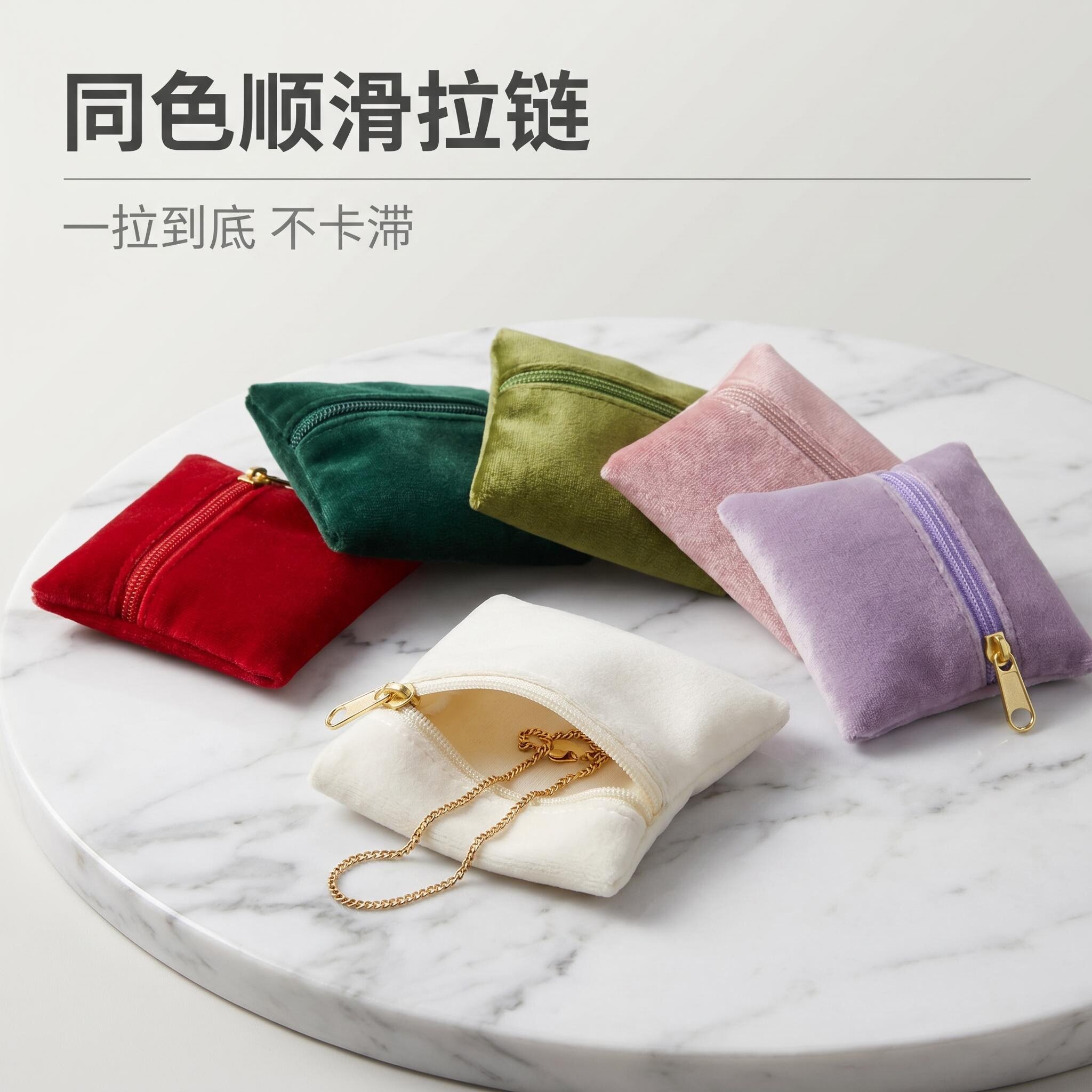 拉链式丽丝绒布首饰袋珠宝黄金手镯饰品包装袋手串收纳袋厂家批发