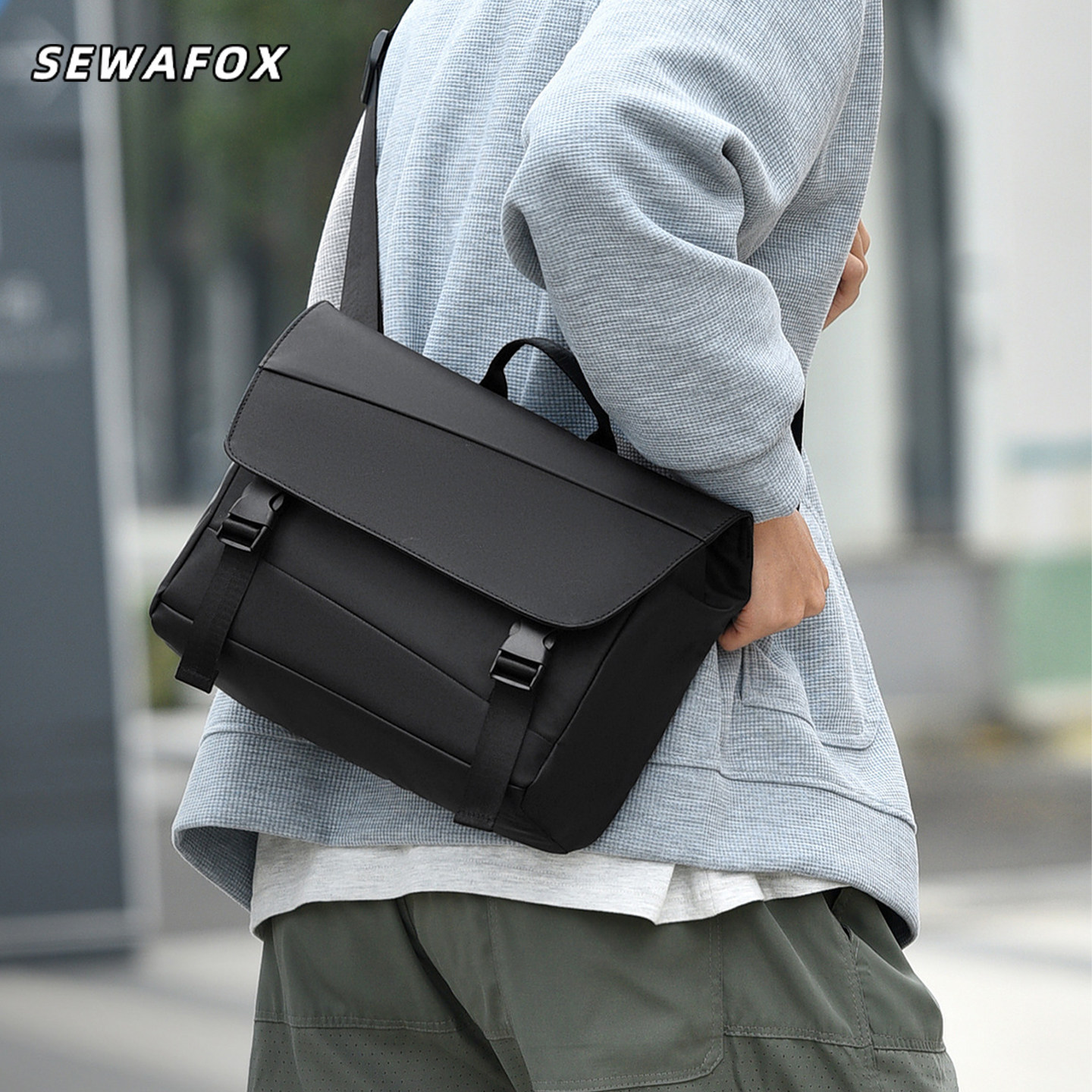 新款简约通勤斜挎包男款日系潮牌百搭时尚大容量防水多功能单肩包