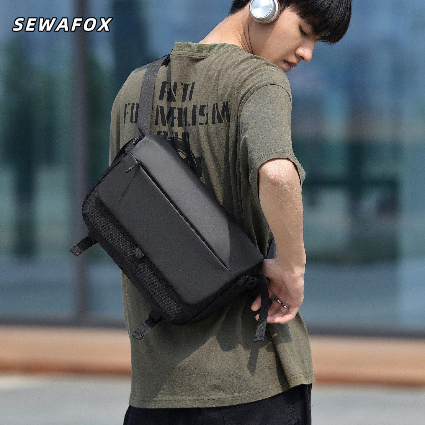 SEWAFOX简约机能防水男士斜挎包