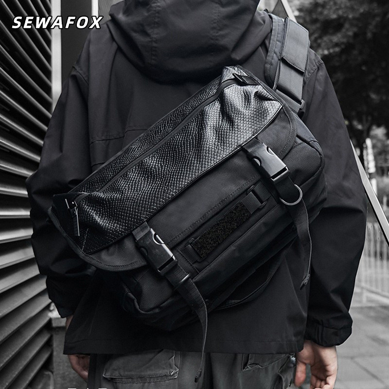 新款男士机能斜挎包男款运动骑行邮差包多功能防水单肩包户外胸包