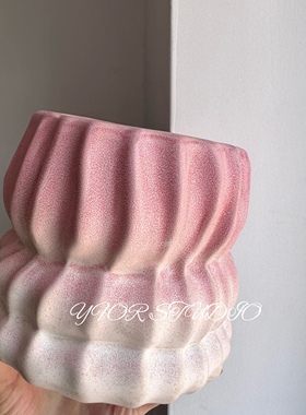 【YFOR】出口外贸渐变粉蝴蝶兰大口径绿植15厘米冰裂艺术陶瓷花盆