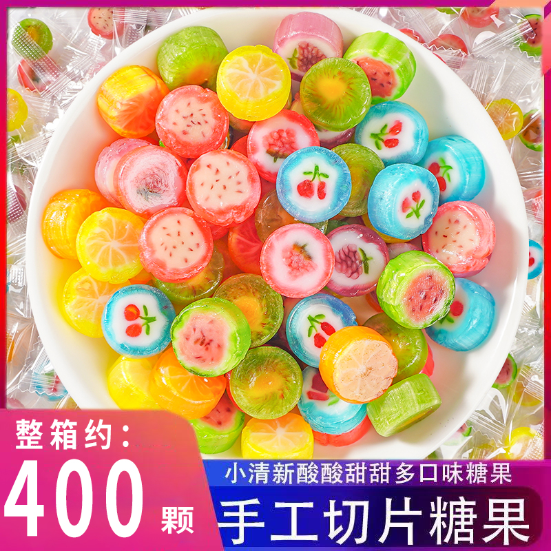 水果切片糖果混合零食品网红硬糖爆款糖果散装袋装棒棒糖喜糖整箱