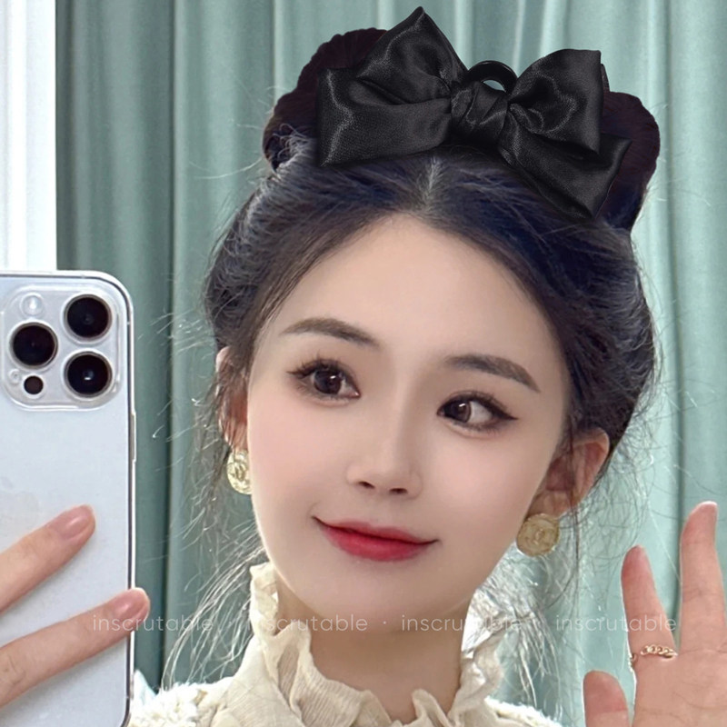 黑色双面蝴蝶结抓夹发饰公主头
