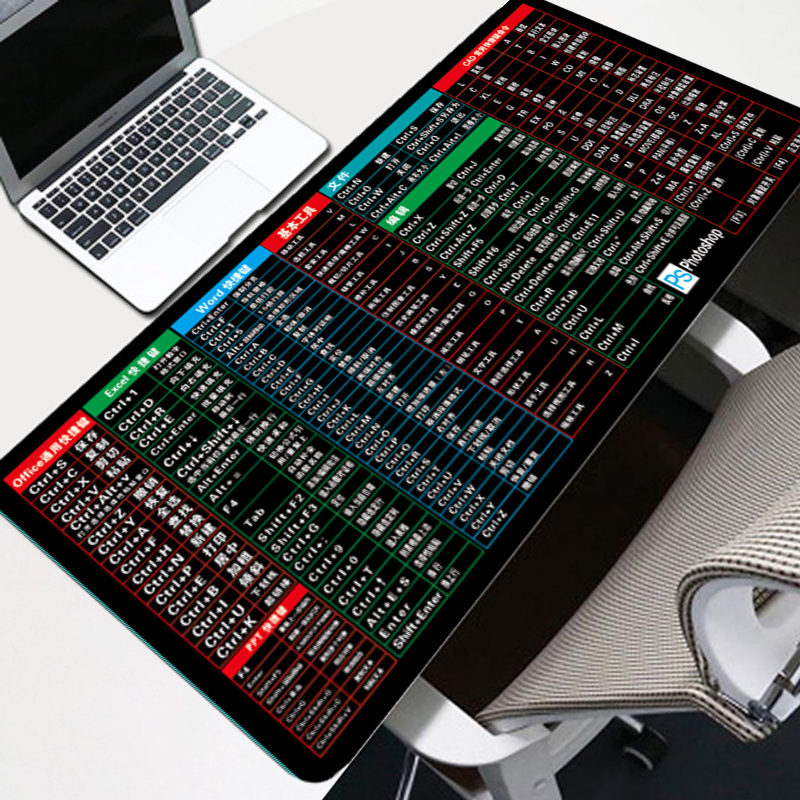 加长款办公软件快捷键图案鼠标垫