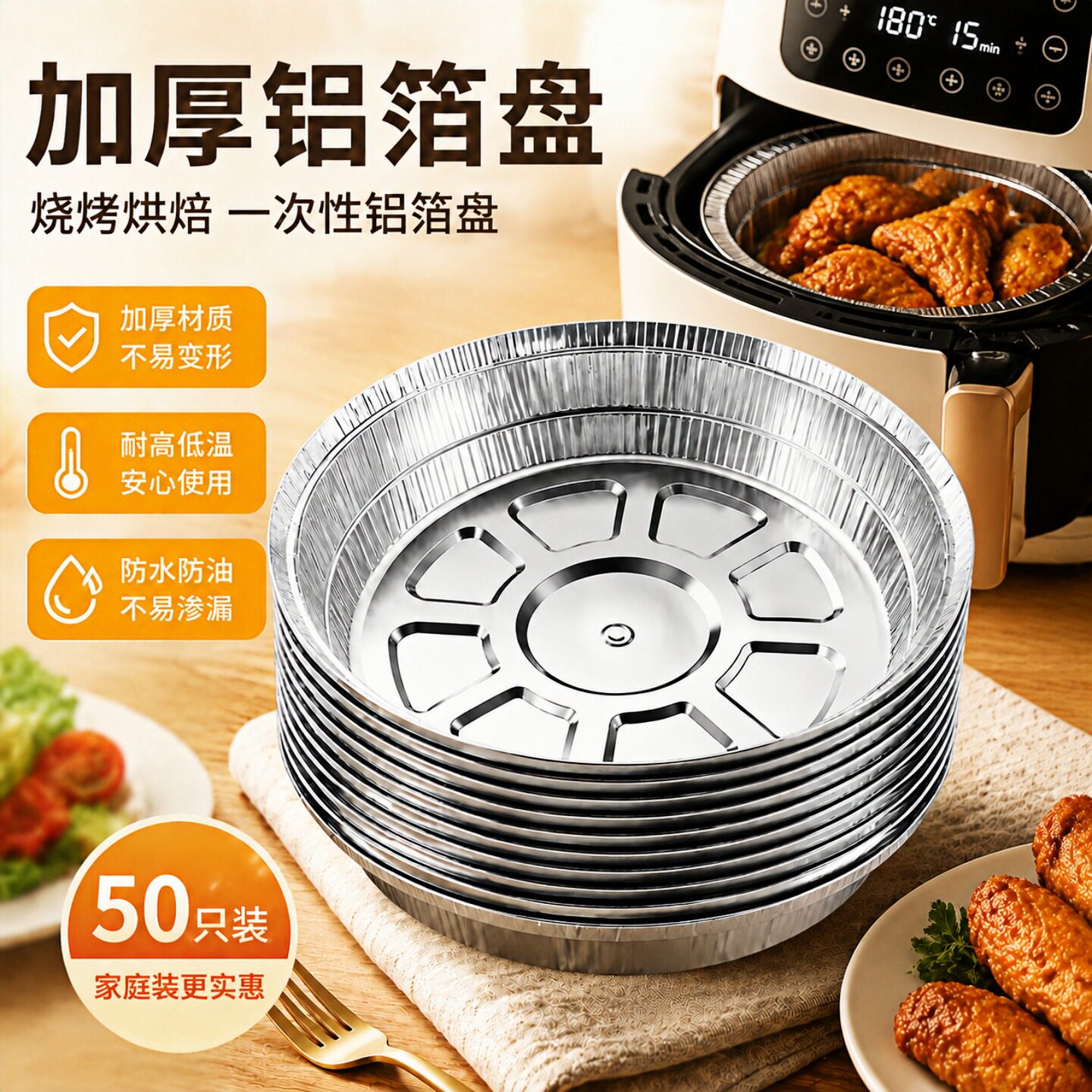 空气炸锅专用锡纸家用烧烤箱烘焙食品级铝箔盘加厚锡纸碗锅子烘烤