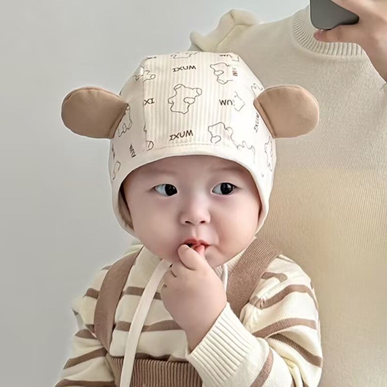 婴儿帽子秋冬季宝宝毛线帽儿童护耳帽珊瑚绒可爱针织男童女童冬款