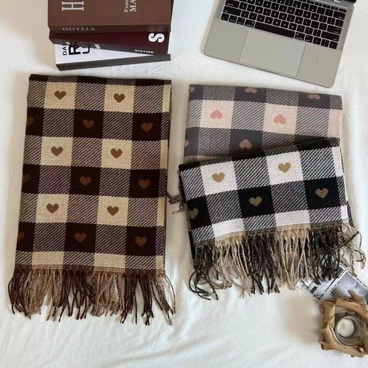 春秋女士保暖印花羊毛双层护颈围脖百搭围巾丝巾妈妈冬季防寒脖套