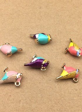 极速MRHUANG 10pcs/pack 14*17mm 3D Cute BKird enamel Charms C