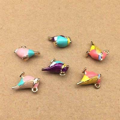 极速MRHUANG 10pcs/pack 14*17mm 3D Cute BKird enamel Charms C