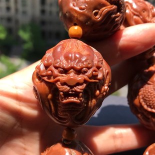 极速文玩手串男款橄榄核雕刻九龙献瑞手持 印尼橄榄核Z纯手工雕刻