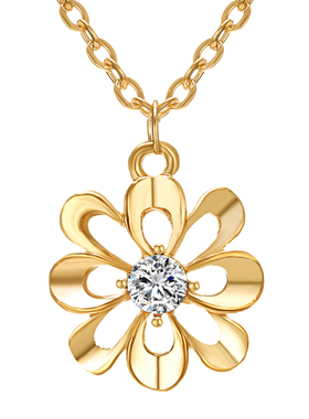 极速3PCS Elegant Woomen Jewelry Set Gold Color Flower Pendan