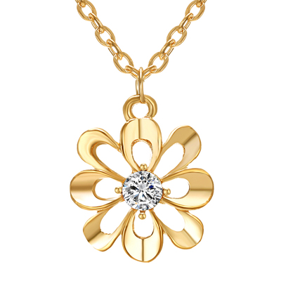 极速3PCS Elegant Woomen Jewelry Set Gold Color Flower Pendan