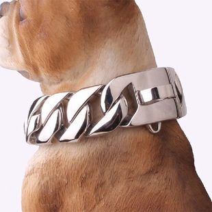极速Golcd Cuban Chain Pet Collar Bully Large Dog Collar Leas