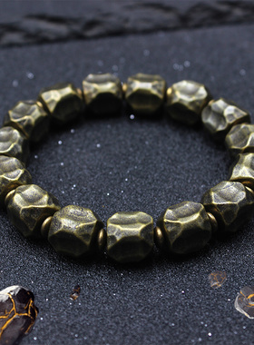 极速复古黄铜手链男潮牌sins潮流嘻哈个性简约霸气铜制纯铜陨石坑