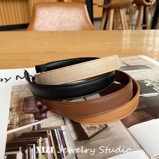 极速Vintage PU Leather Headband Hairbands SoOlid Headwear fo
