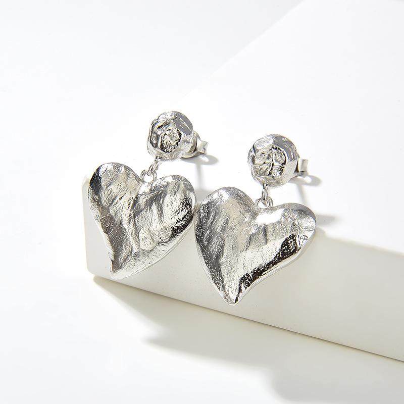 极速爱心耳环复古小众耳钉同款感C磨砂欧美耳饰女肌理金色手工时,饰品/流行首饰/时尚饰品新,耳环,淘宝优惠券,粉丝福利购,淘宝优惠卷