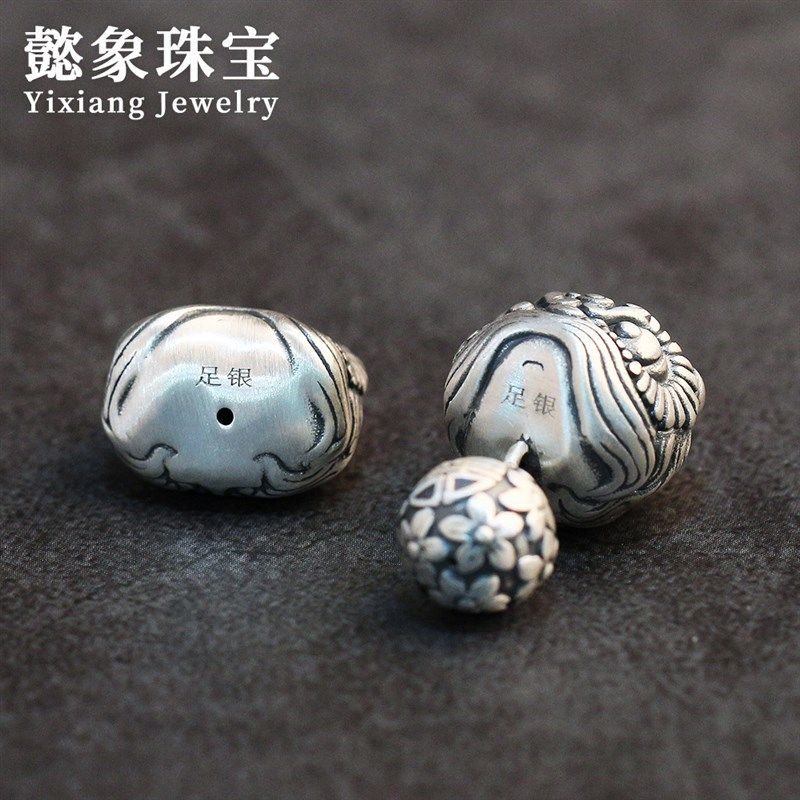 极速S990足h银复古锦绣狮子吊坠3D硬银舞狮绣球醒狮挂件中国风银,饰品/流行首饰/时尚饰品新,项坠/吊坠,淘宝优惠券,粉丝福利购,淘宝优惠卷