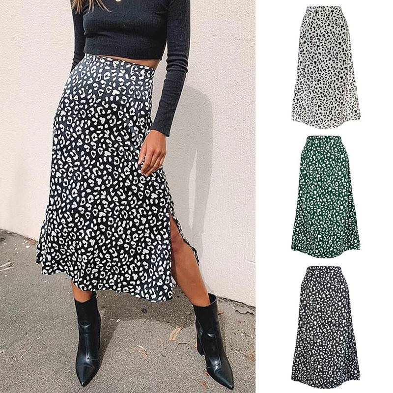 极速2022 Sexy Leopard Wrap Skirt Print Chiffon Split YSkirt