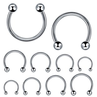 极速10pcs/lot Skteel ndy Nose Septum Hoop Lip Rings Circular