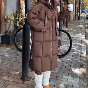 韩版长款羽绒棉服女2025新款大系绳连帽棉衣宽松保暖面包服外套潮